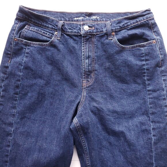 Old Navy High Rise Barrel Leg Jeans Size 16 Dark Wash 34 x 24 Baggy 672551 - Picture 4 of 12